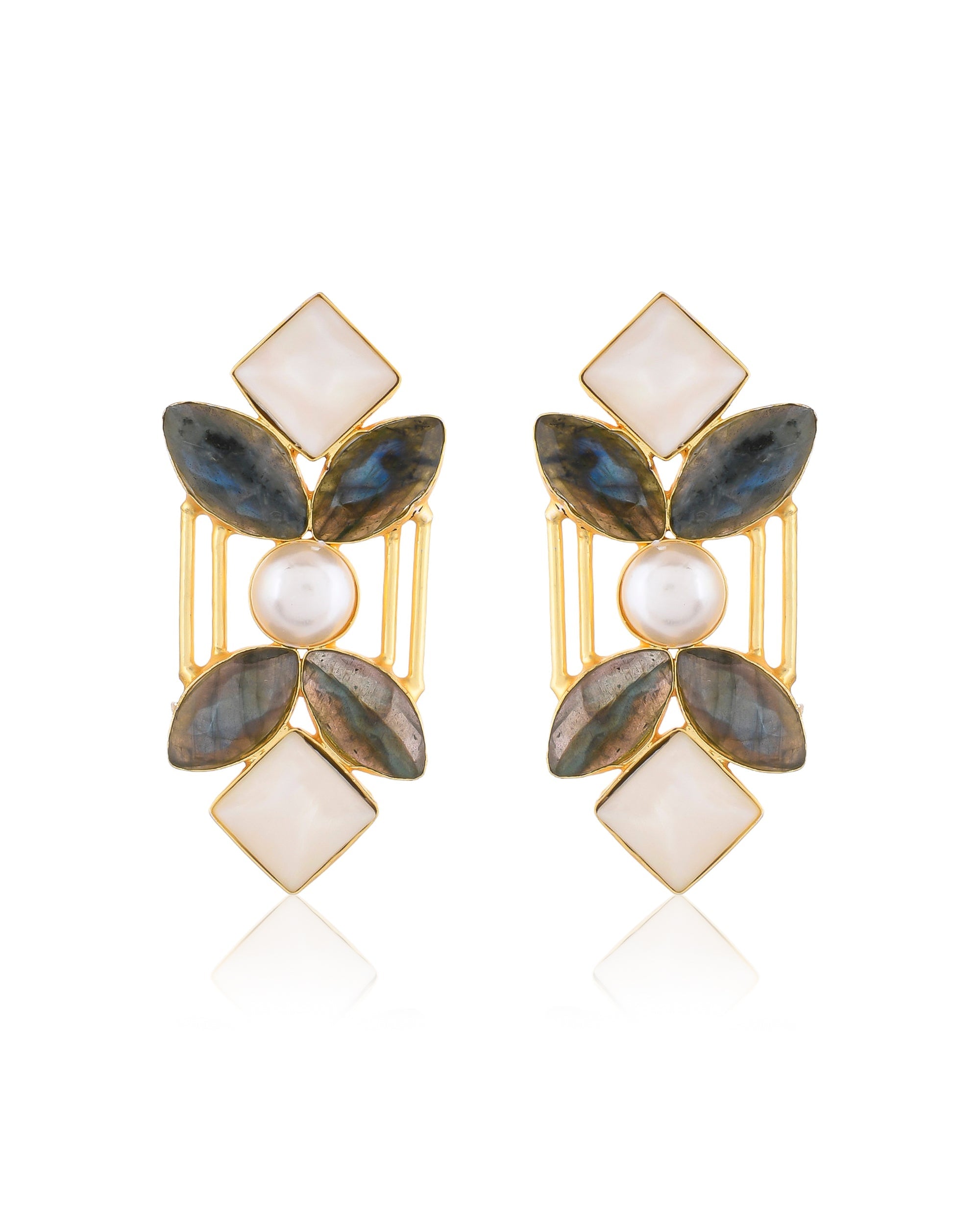 LABRADORITE AND SHELL STUDS
