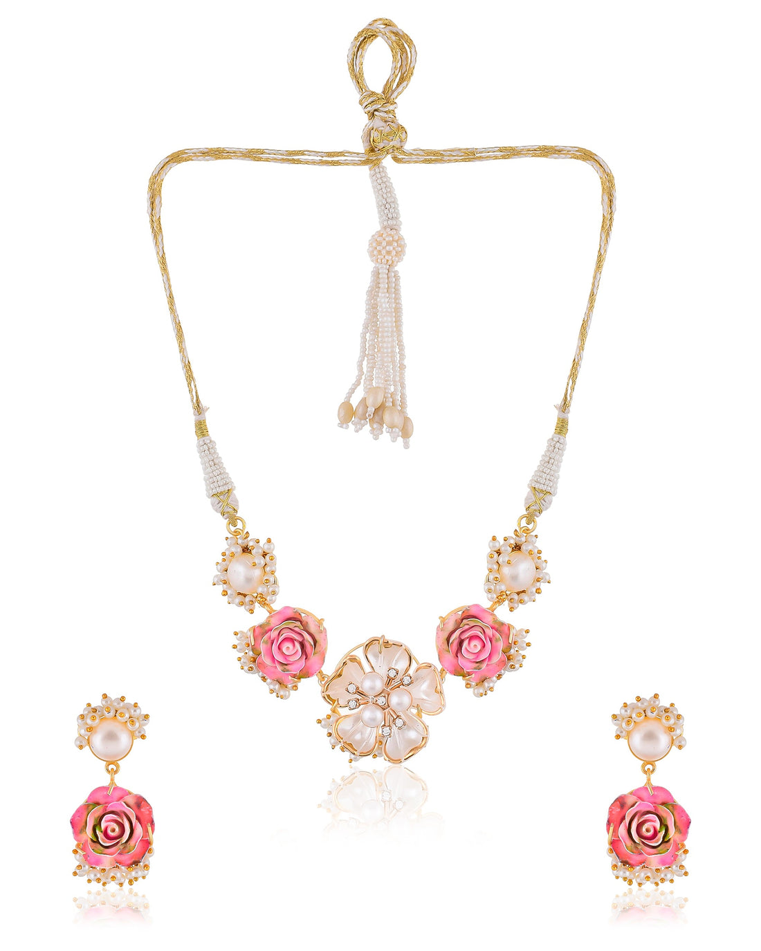 MESMERISING PINK AND WHITE FLORAL NECKLACE
