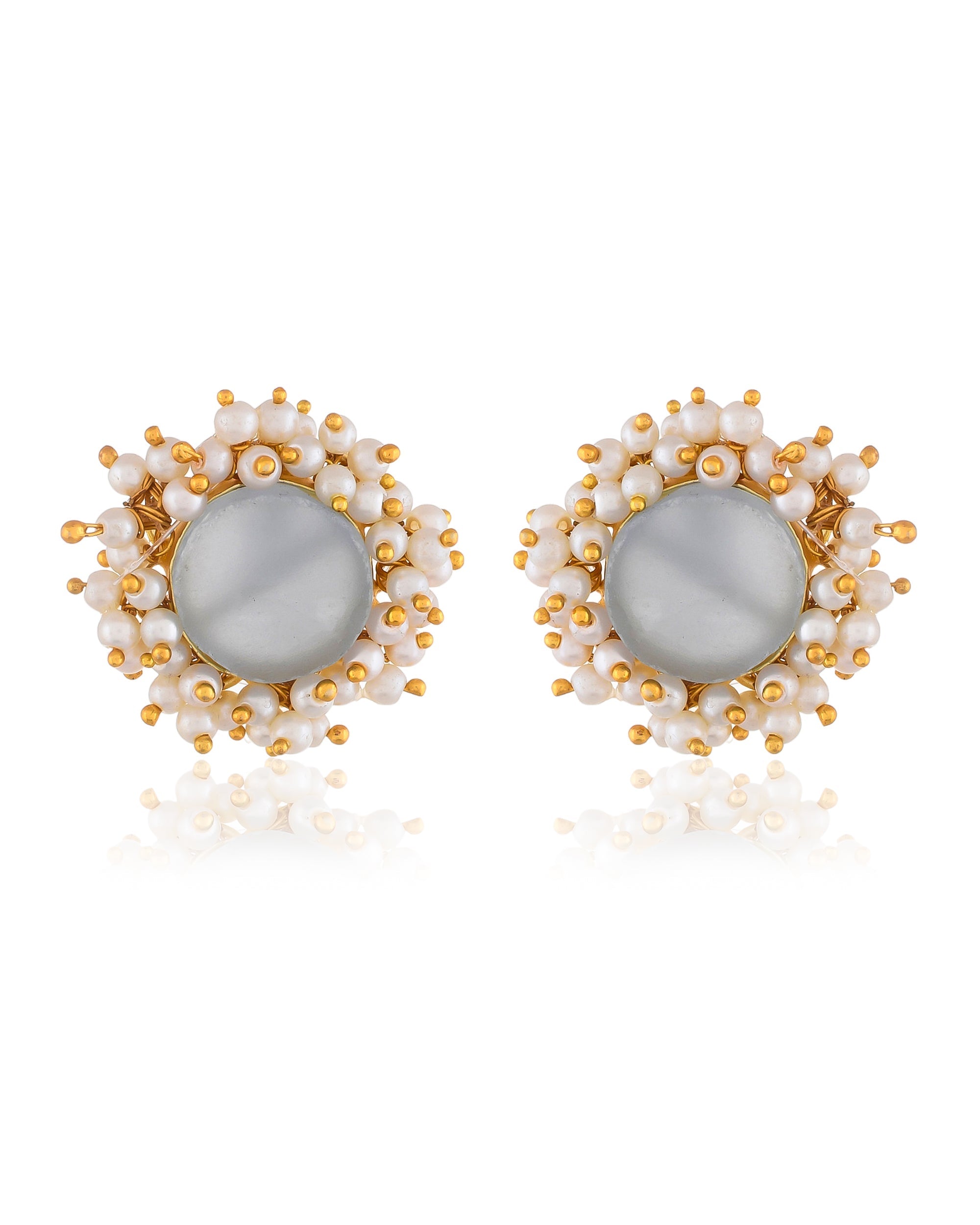 POWDER BLUE GLASS ROUGH EARRINGS