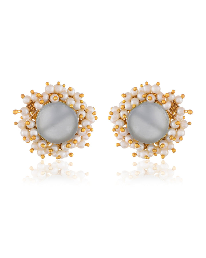 POWDER BLUE GLASS ROUGH EARRINGS